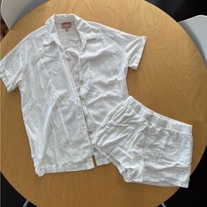 Show Me Your Mimi White Button-Up Shirt and Shorts Set